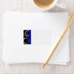 Bright Royal Blue & Black Damask Dots Shipping Label