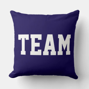 Bright Royal Blue Fun Athletic TEAM White Text Throw Pillow