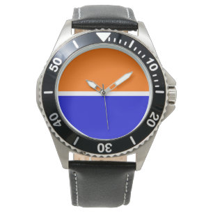 Bright Royal Blue Orange White Banded Colour Block Watch