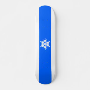 Bright Royal Blue White Alpine Stripes Snowflake Skateboard