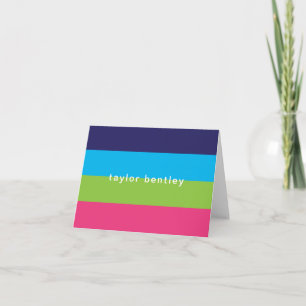 Bright Rugby Stripes Personalized Folded Note Card