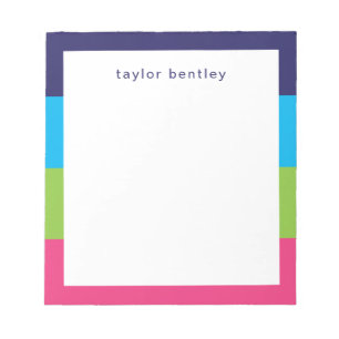 Bright Rugby Stripes Personalized Notepad