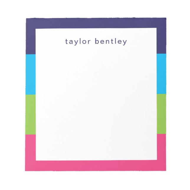 Bright Rugby Stripes Personalized Notepad (Front)