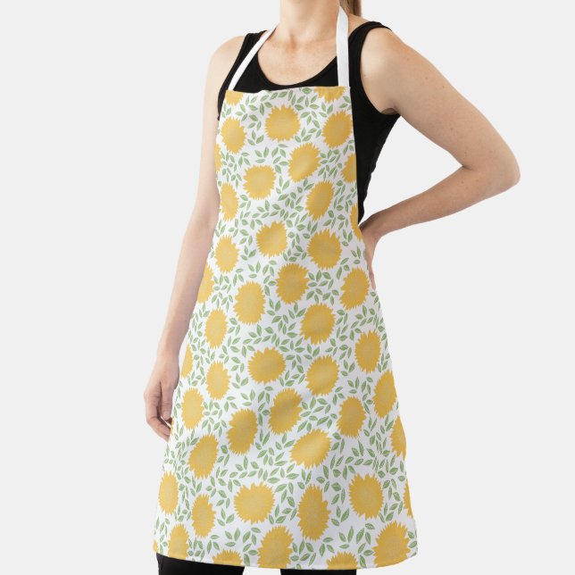Bright Rustic Country Sunflower Pattern Apron (Insitu)