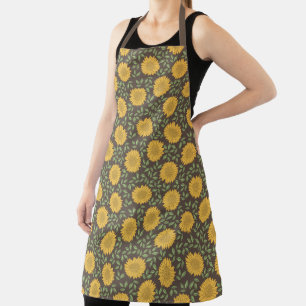 Bright Rustic Country Sunflower Pattern Apron