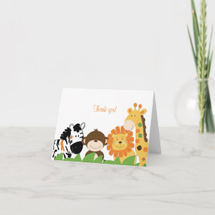 Bright Safari Animals Folded Thank you note Card