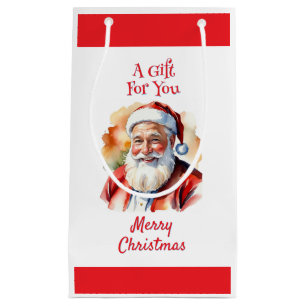 Bright Santa Claus Merry Christmas Father Xmas Small Gift Bag