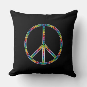 Bright Sapphire Jewel Gem Bling Diamond Peace Sign Throw Pillow