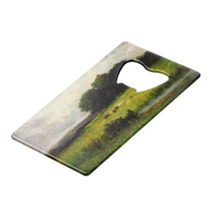 Bright Scene of Cattle near Stream - Edward Mitche Credit Card Bottle Opener