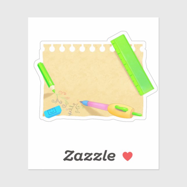 Bright scrapbook sticker old paper with stationery (Sheet)