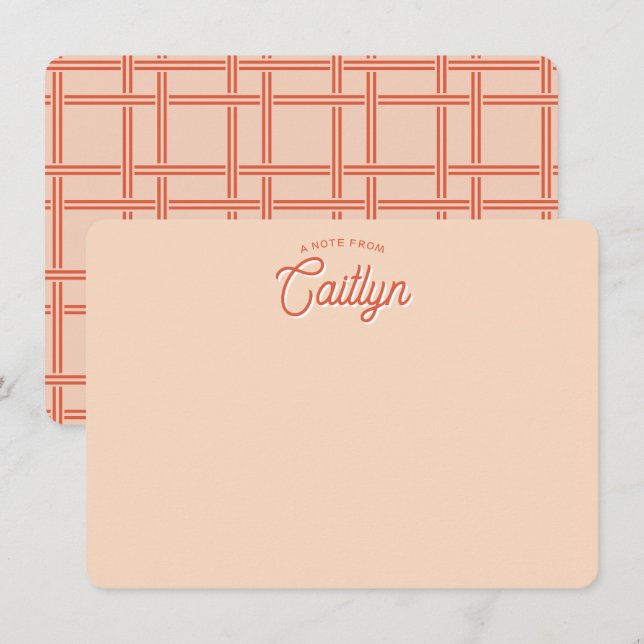 Bright Script Orange Trendy Personalized Flat Card (Front/Back)