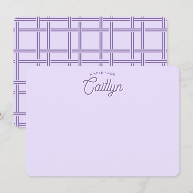 Bright Script Purple Trendy Personalized Flat Card (Front/Back)