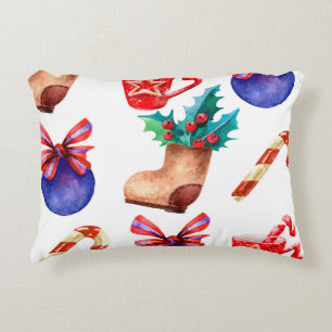 Bright, seamless New Year's pattern of candies, ba Accent Pillow