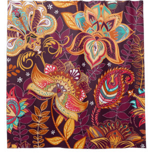 Bright seamless pattern in paisley style. Colorful