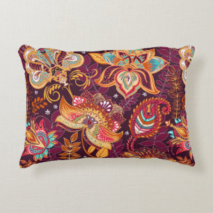 Bright seamless pattern in paisley style. Colorful Accent Pillow