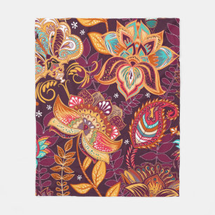 Bright seamless pattern in paisley style. Colorful Fleece Blanket
