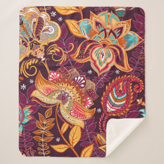 Bright seamless pattern in paisley style. Colorful Sherpa Blanket