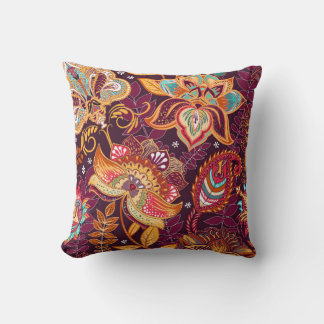Bright seamless pattern in paisley style. Colourfu Throw Pillow