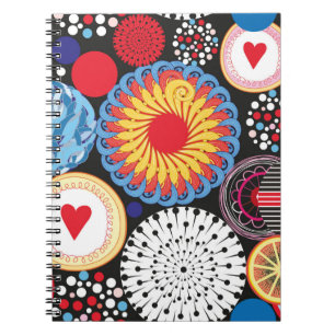 Bright seamless pattern of different round element notebook