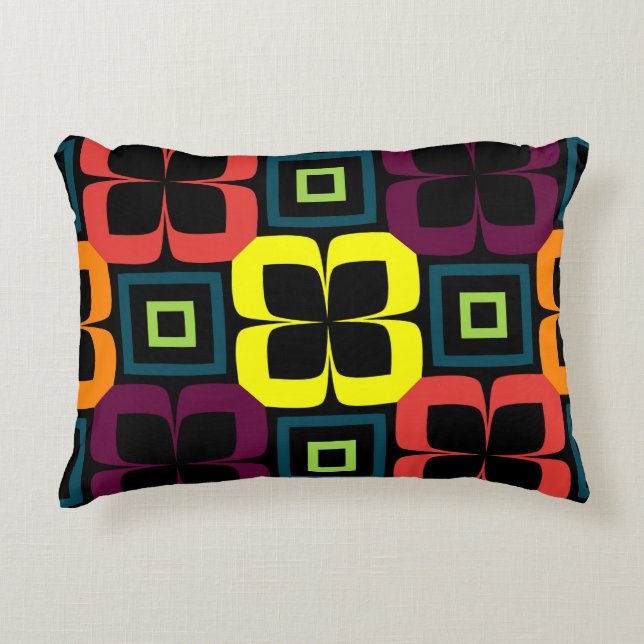 Bright seamless pattern with colourful flowers on  accent pillow (Front)