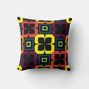 Bright seamless pattern with colourful flowers on throw pillow