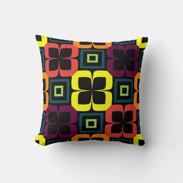 Bright seamless pattern with colourful flowers on  throw pillow (Front)
