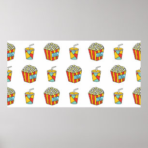 Bright seamless pattern with food for watching mov poster