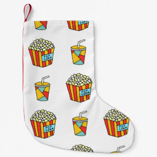 Bright seamless pattern with food for watching mov small christmas stocking