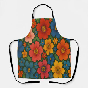 Bright Seamless Wildflower Pattern Apron