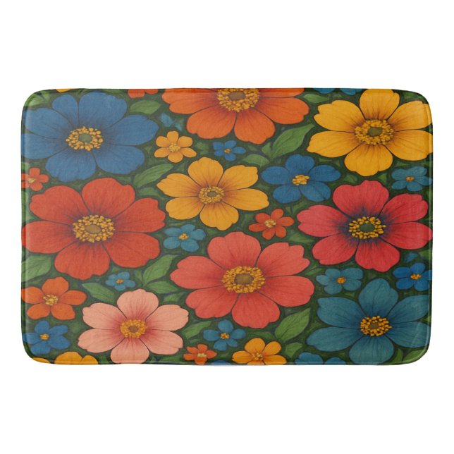 Bright Seamless Wildflower Pattern  Bath Mat (Front)