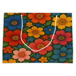 Bright Seamless Wildflower Pattern Large Gift Bag