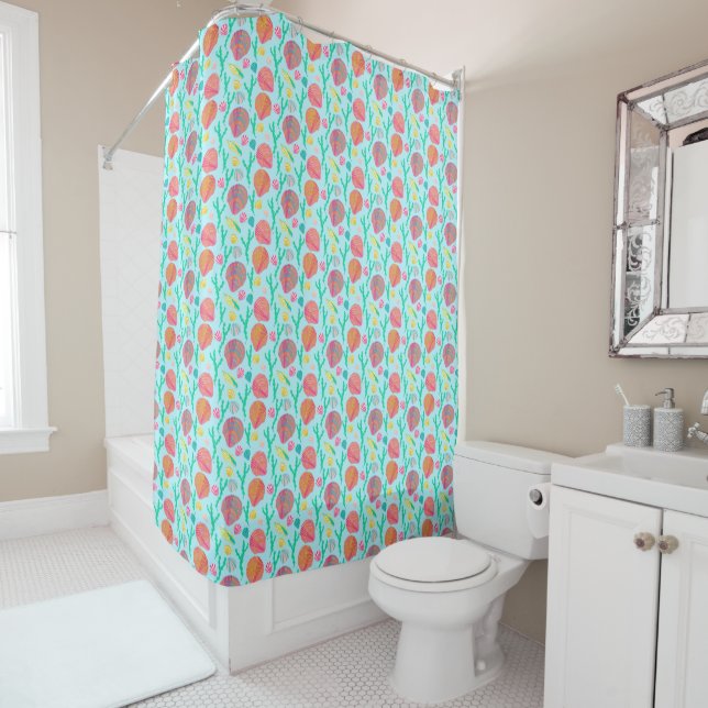 Bright Seashells and Seaweed Pattern (In Situ)