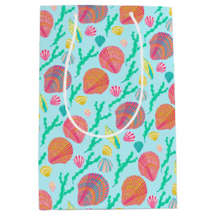 Bright Seashells and Seaweed Pattern Medium Gift Bag