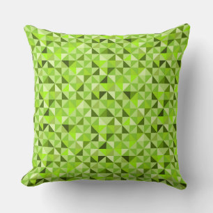BRIGHT SHADES OF LIME GREEN GEOMETRIC PATTERNS THROW PILLOW
