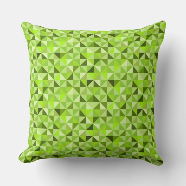 BRIGHT SHADES OF LIME GREEN GEOMETRIC PATTERNS THROW PILLOW (Front)