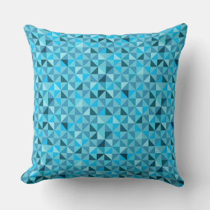 BRIGHT SHADES OF TURQUOISE GEOMETRIC PATTERNS THROW PILLOW