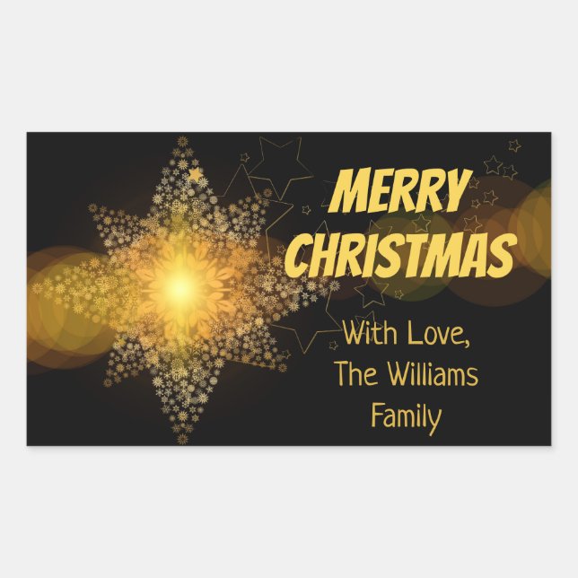 Bright Shiny Star Merry Christmas Typography Sticker (Front)