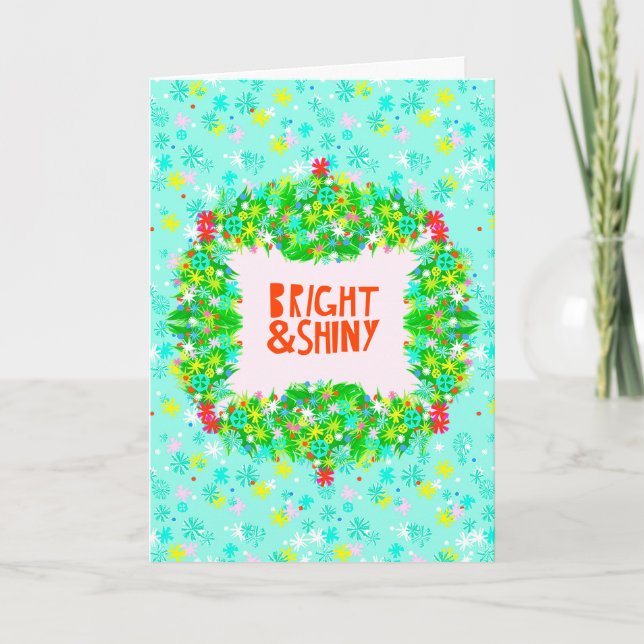 Bright & Shiny Wreath Holiday Card (Front)
