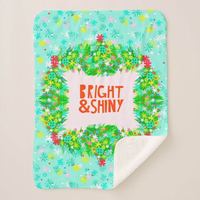 Bright & Shiny Wreath Sherpa Blanket (Front)