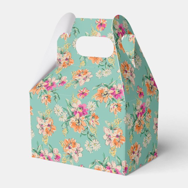 Bright Sketch Floral Pattern Favor Box (Front Side)