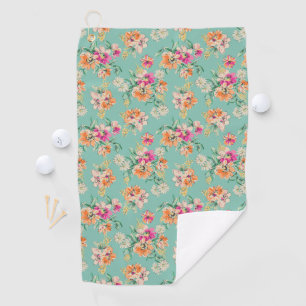 Bright Sketch Floral Pattern Golf Towel