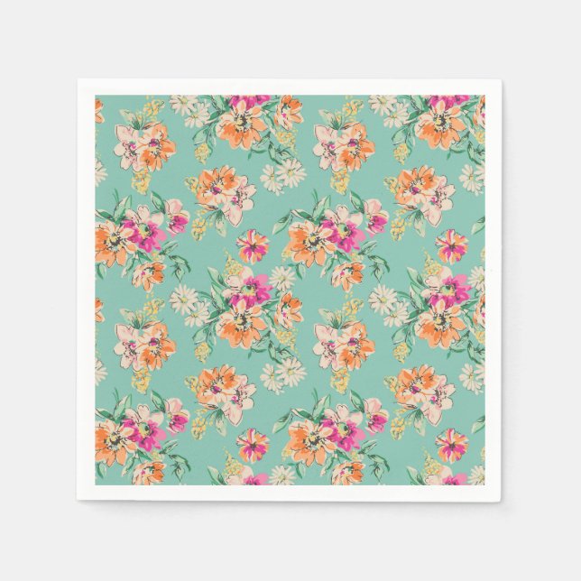Bright Sketch Floral Pattern Napkin (Front)