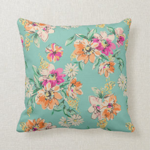 Bright Sketch Floral Pattern Throw Pillow