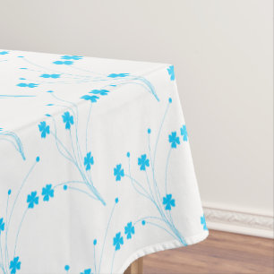 Bright Sky Blue Flowers, Small Floral Print Tablecloth