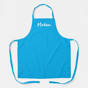 Bright Sky Blue Script Personalized Womens Baking Apron