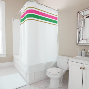 Bright Slim Pink Green Top Racing Stripes On White