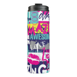 Bright Slogan: Seamless Abstract Fashion Thermal Tumbler