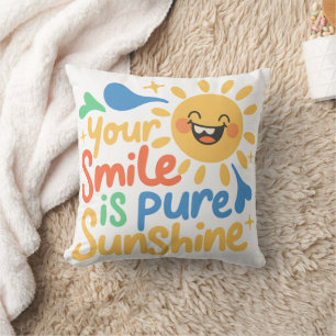 Bright Smile Inspiration for Little Happy Kids Throw Pillow