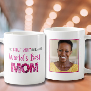 Bright Smile Mom - Pink Floral Birthday Gift Coffee Mug