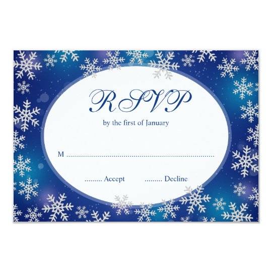 Bright Snowflakes Blue White Winter RSVP Card